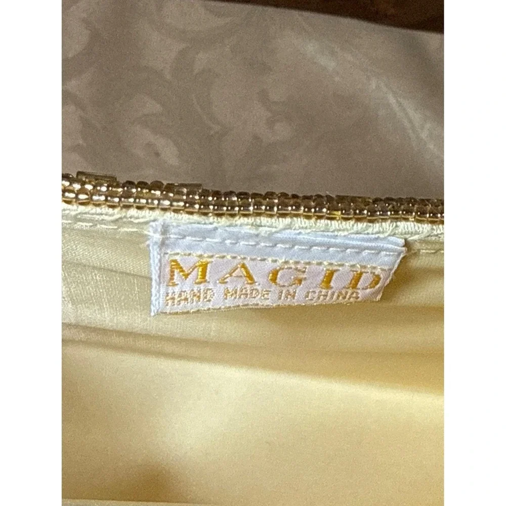 Vintage Magid Gold Hand Beaded Shoulder Clutch Mini Purse